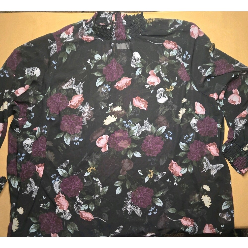 Torrid Chiffon Top Womens 5 Black Boho Whimsigoth Gothic Dark Feminine Edgy